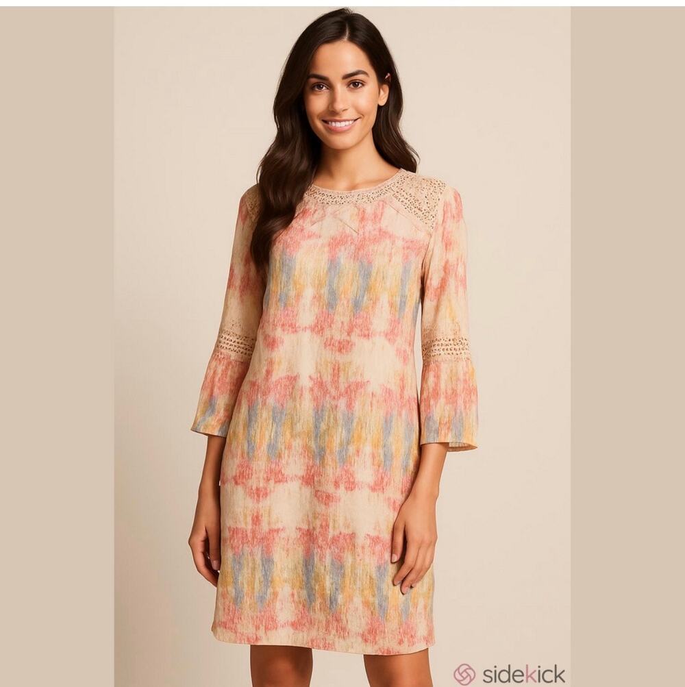 NWT Gypsy Designer Sagar boho dress bell sleeve knit accents MSRP $2995 size Med